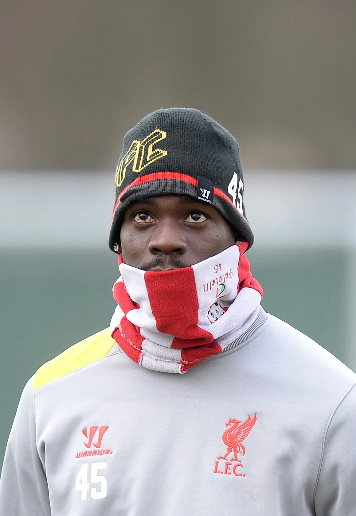 Former Liverpool striker Mario Balotelli during a training session at Melwood