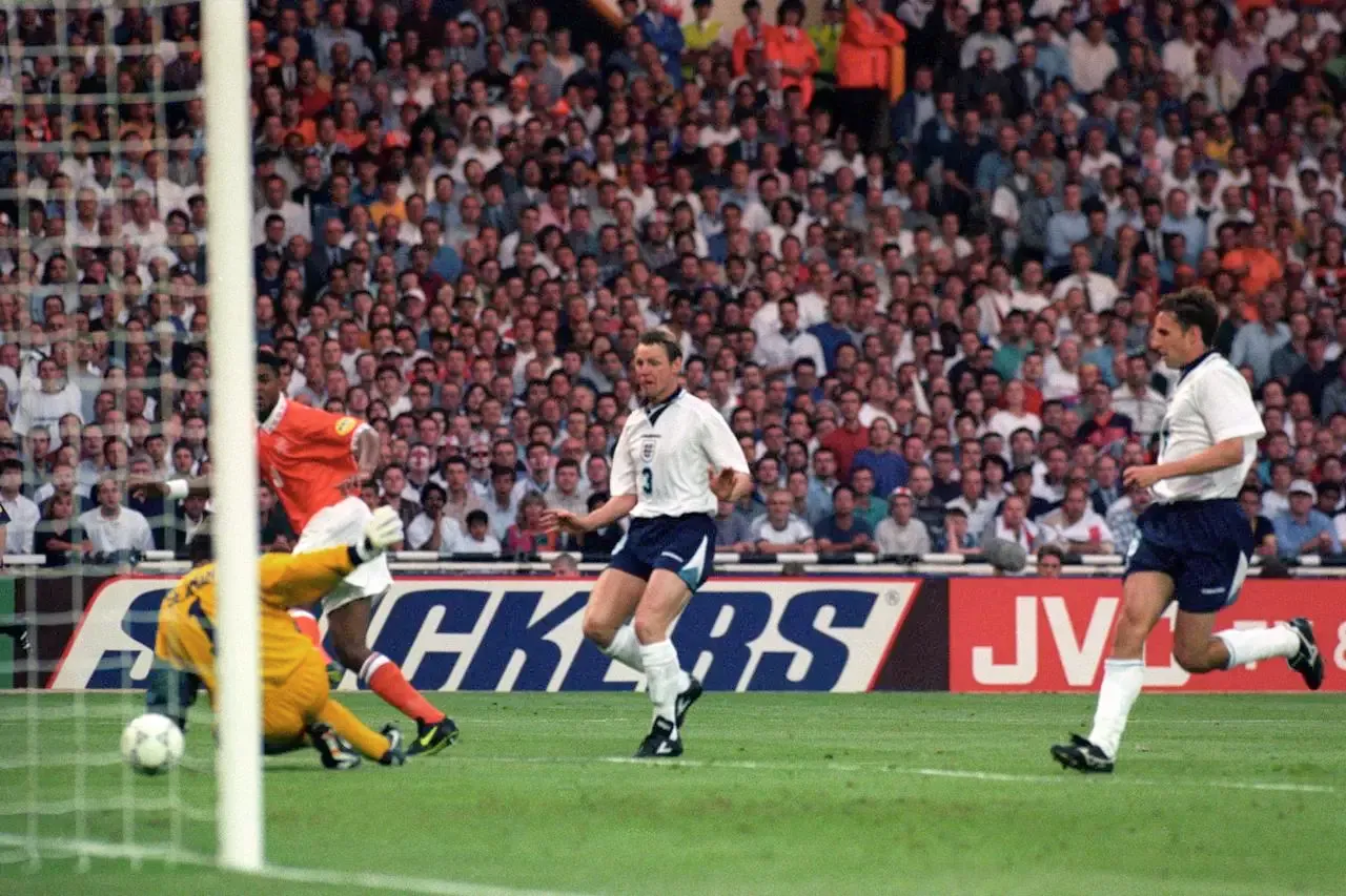 Patrick Kluivert scored for the Netherlands against England at Wembley 