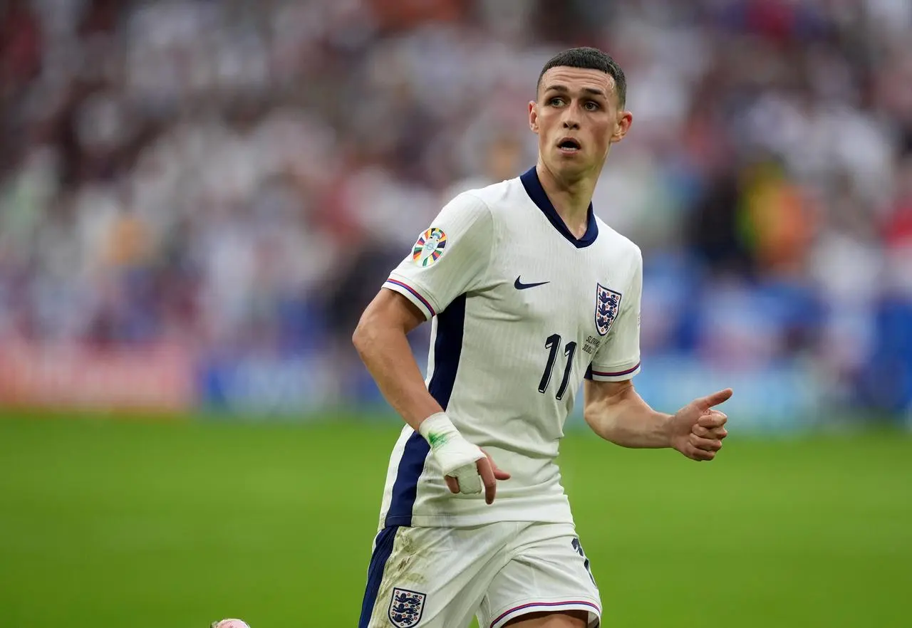 Phil Foden in action for England against Slovakia