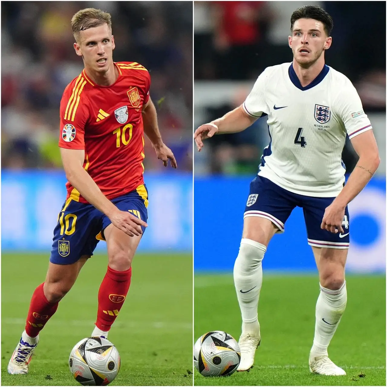 Spain's Dani Olmo will be up against Declan Rice