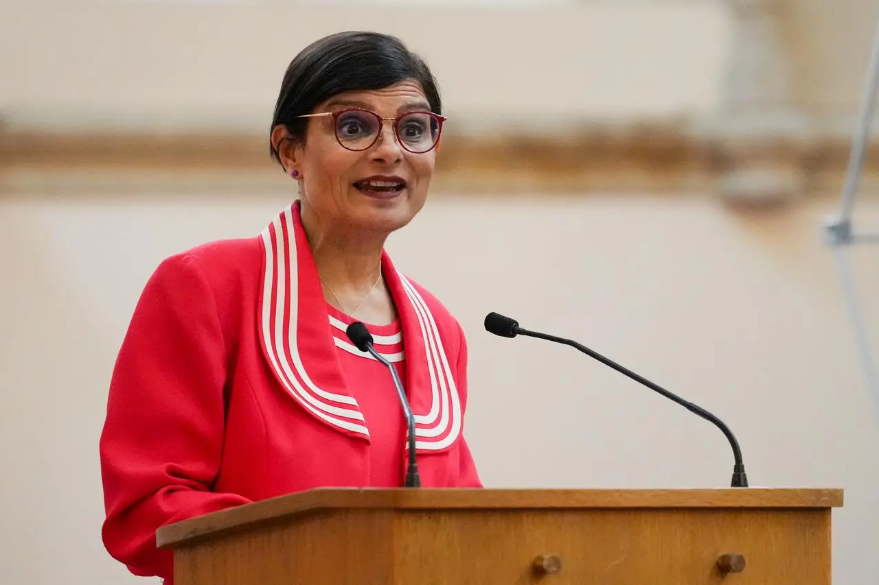 Thangam Debbonaire, the former Shadow Culture Secretary, giving a speech at a Fabian Society event