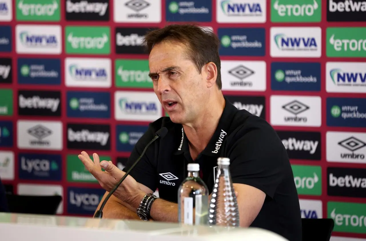 Julen Lopetegui answers questions during a press conference