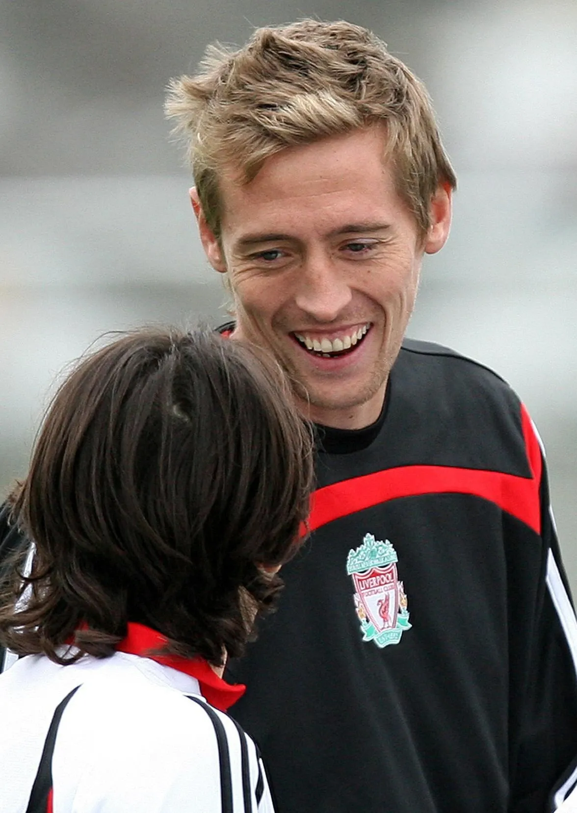 Peter Crouch training with Liverpool 