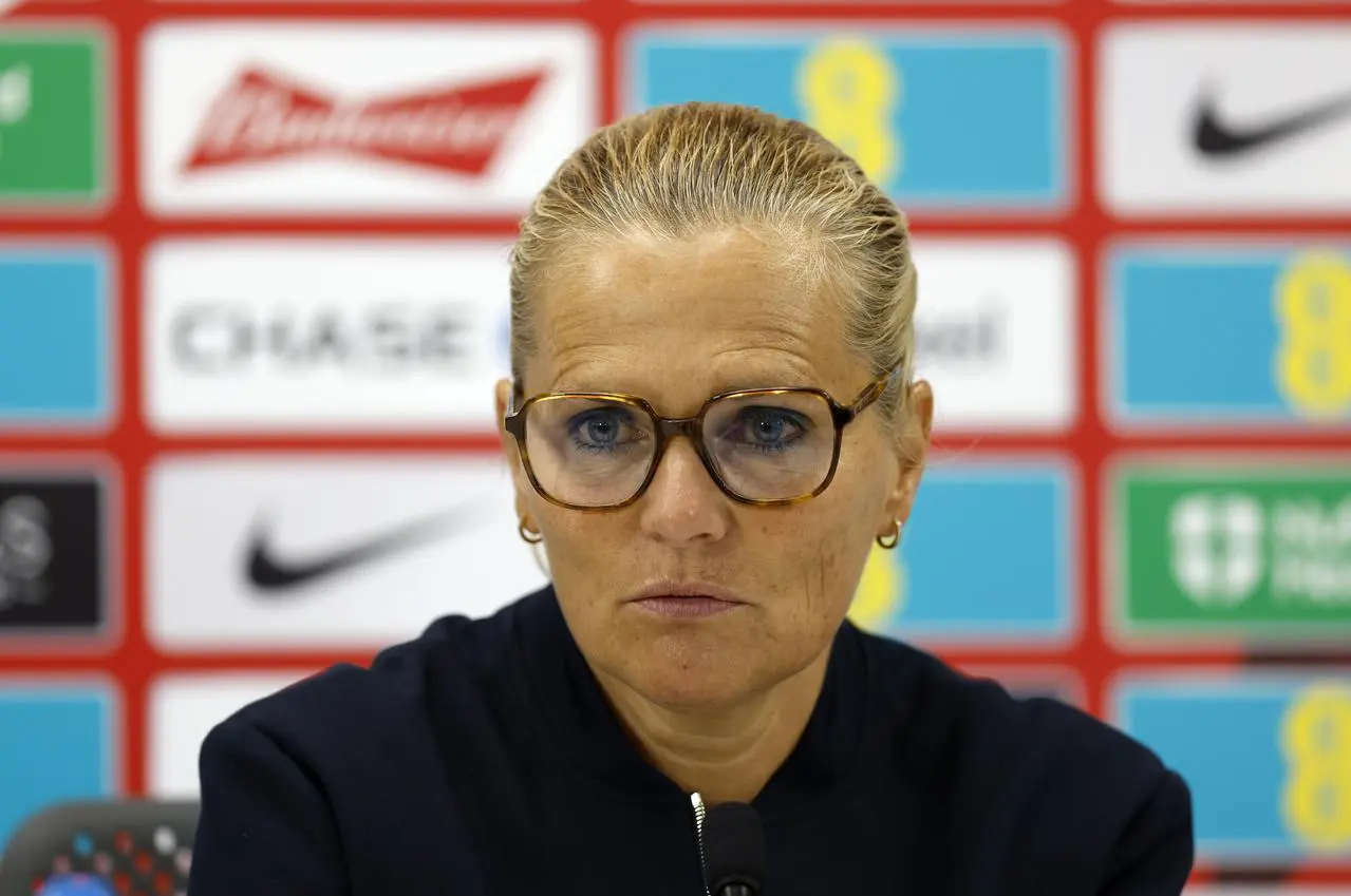 Sarina Wiegman speaking at a press conference