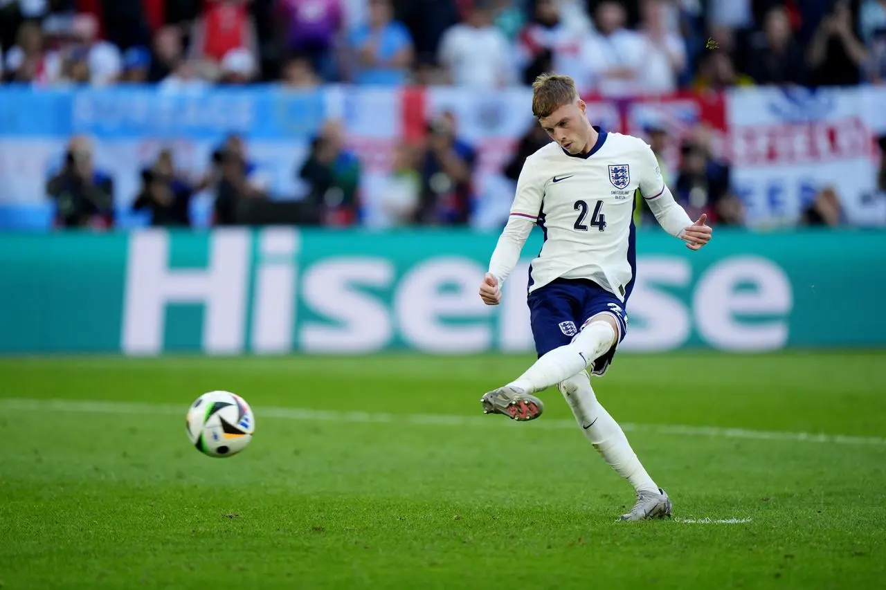 Cole Palmer scored England's first penalty in the shootout win over Switzerland (Bradley Collyer/PA)