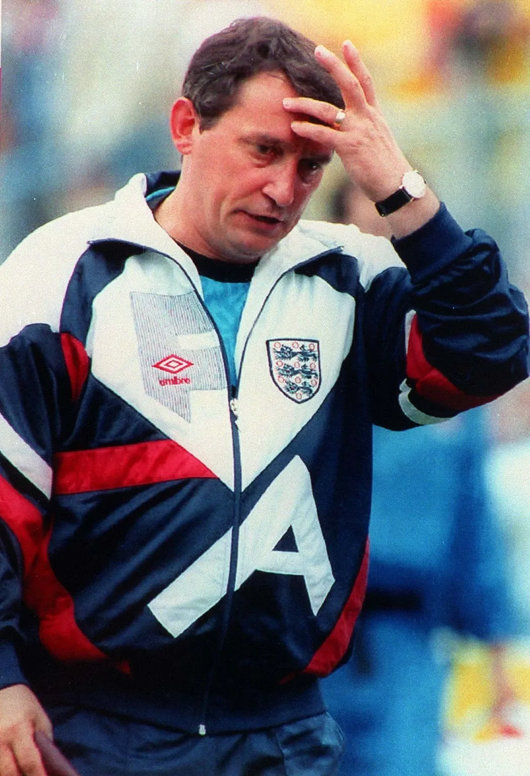 Graham Taylor looking worried during his time in charge of England