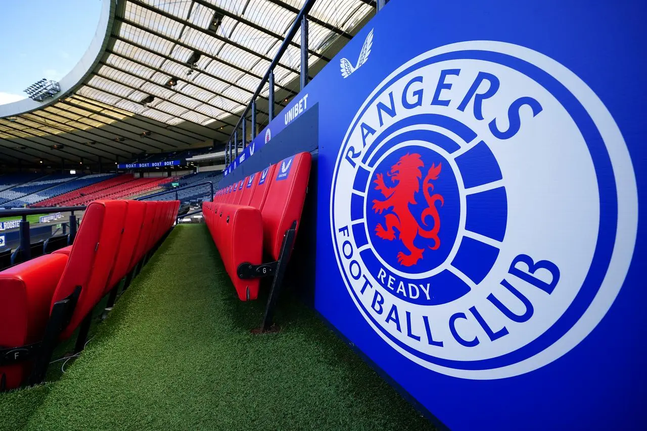 A Rangers badge at Hampden