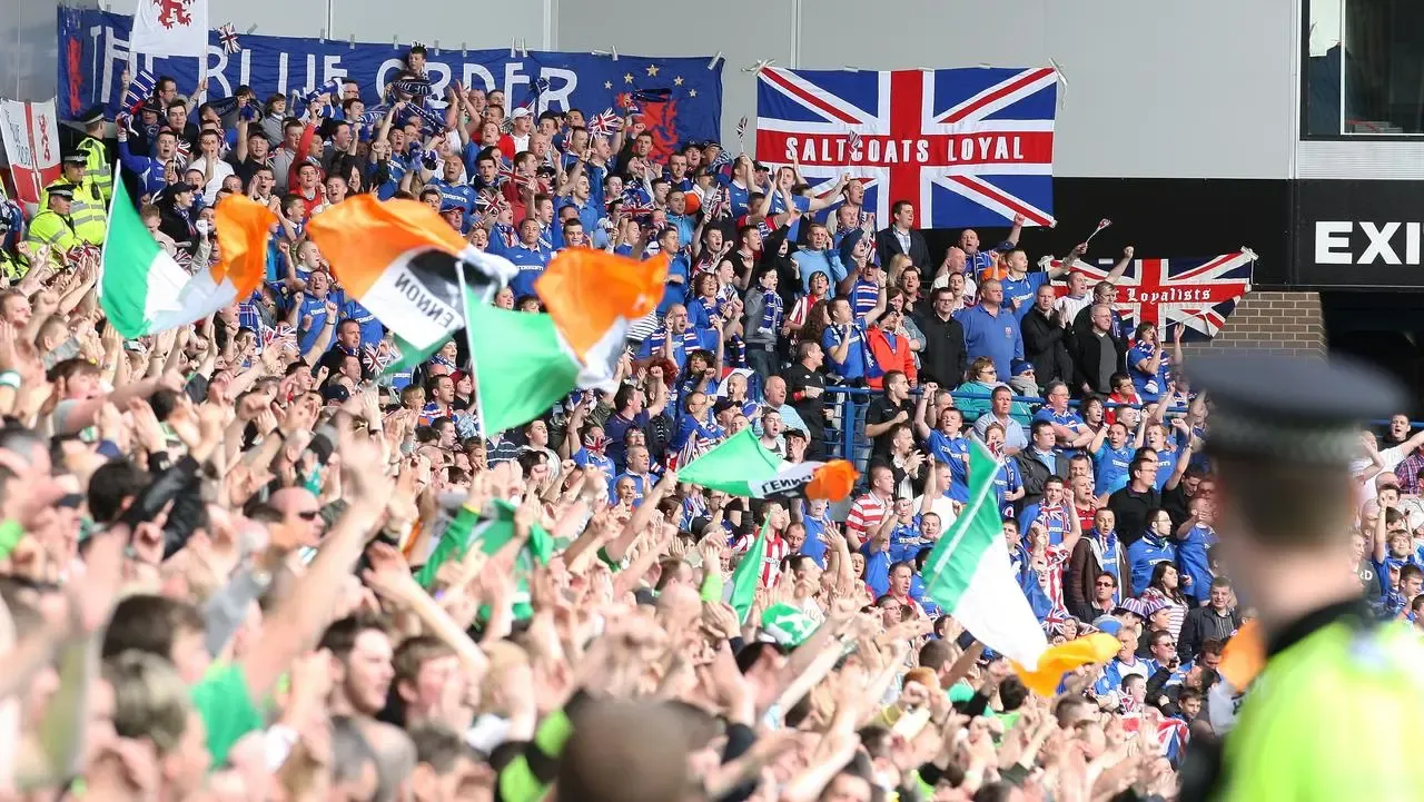 Celtic and Rangers fans at Ibrox