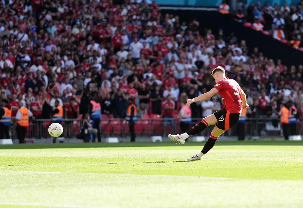 Scott McTominay scores a penalty at Wembley