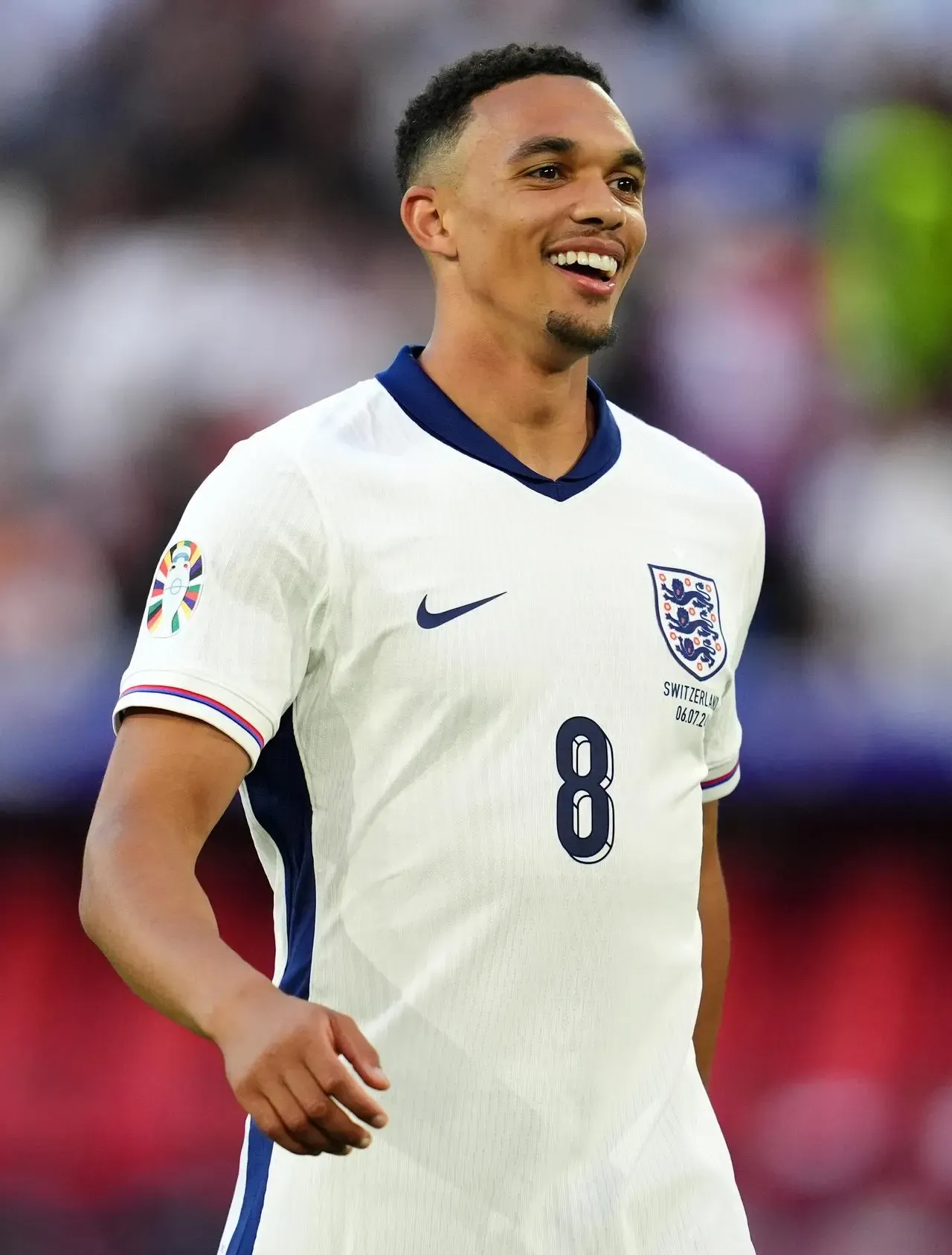 Trent Alexander-Arnold celebrates England beating Switzerland