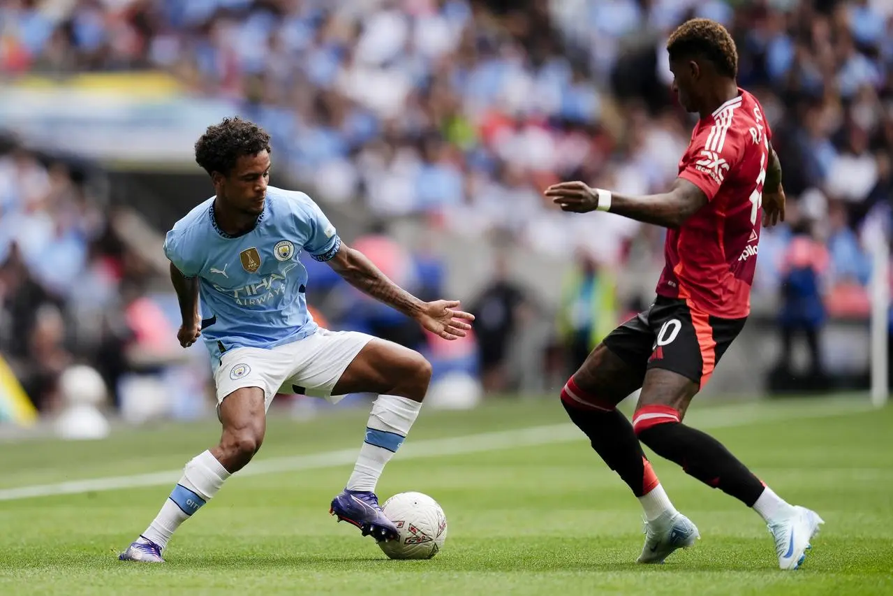 Oscar Bobb in action during the Community Shield