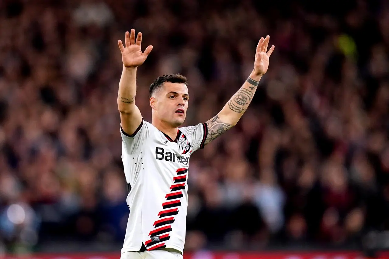 Bayer Leverkusen's Granit Xhaka during the Europa League quarter-final against West Ham