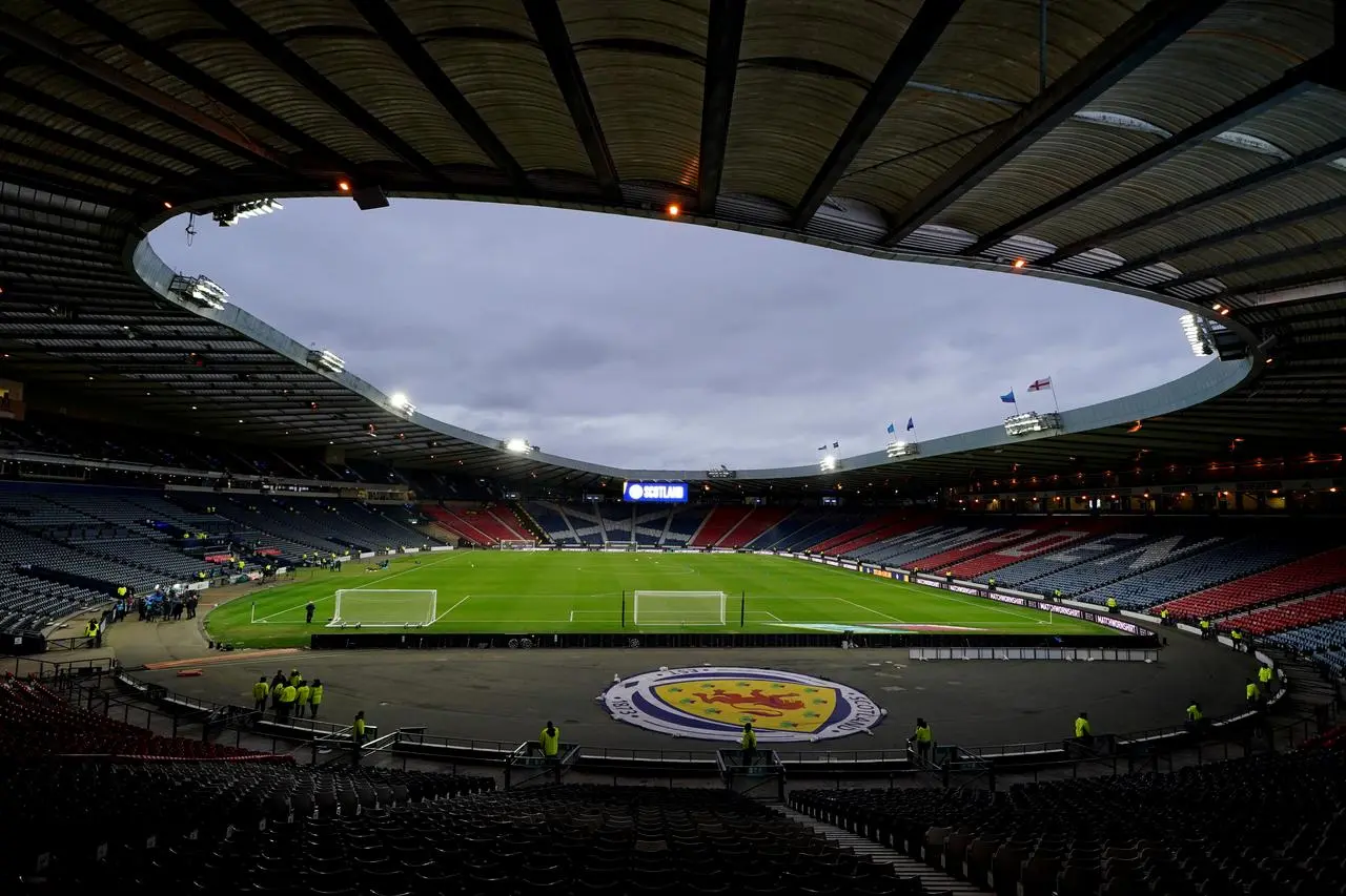 General view of Hampden Park with Scotland national team branding