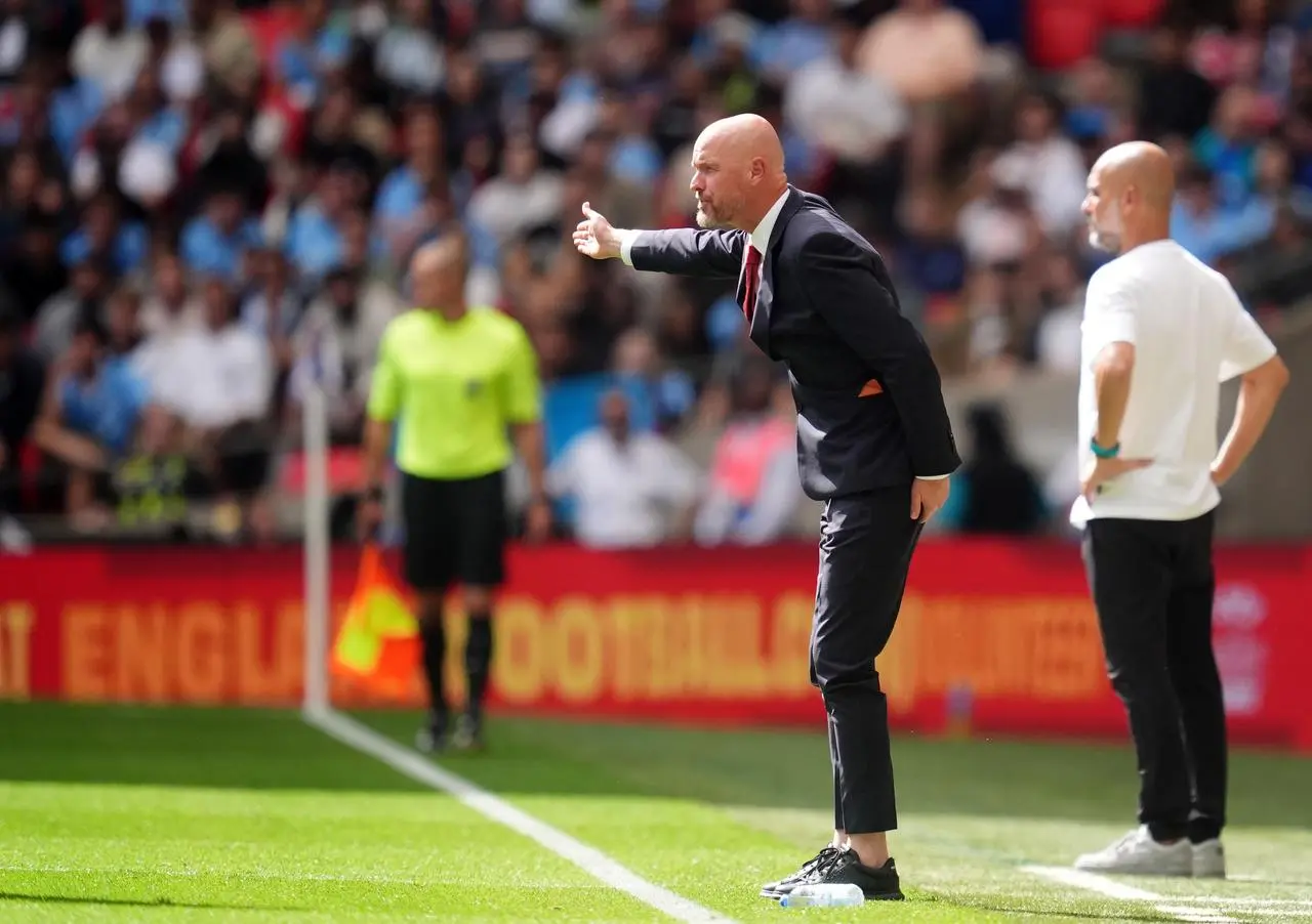 Erik ten Hag shouting instructions from the touchline