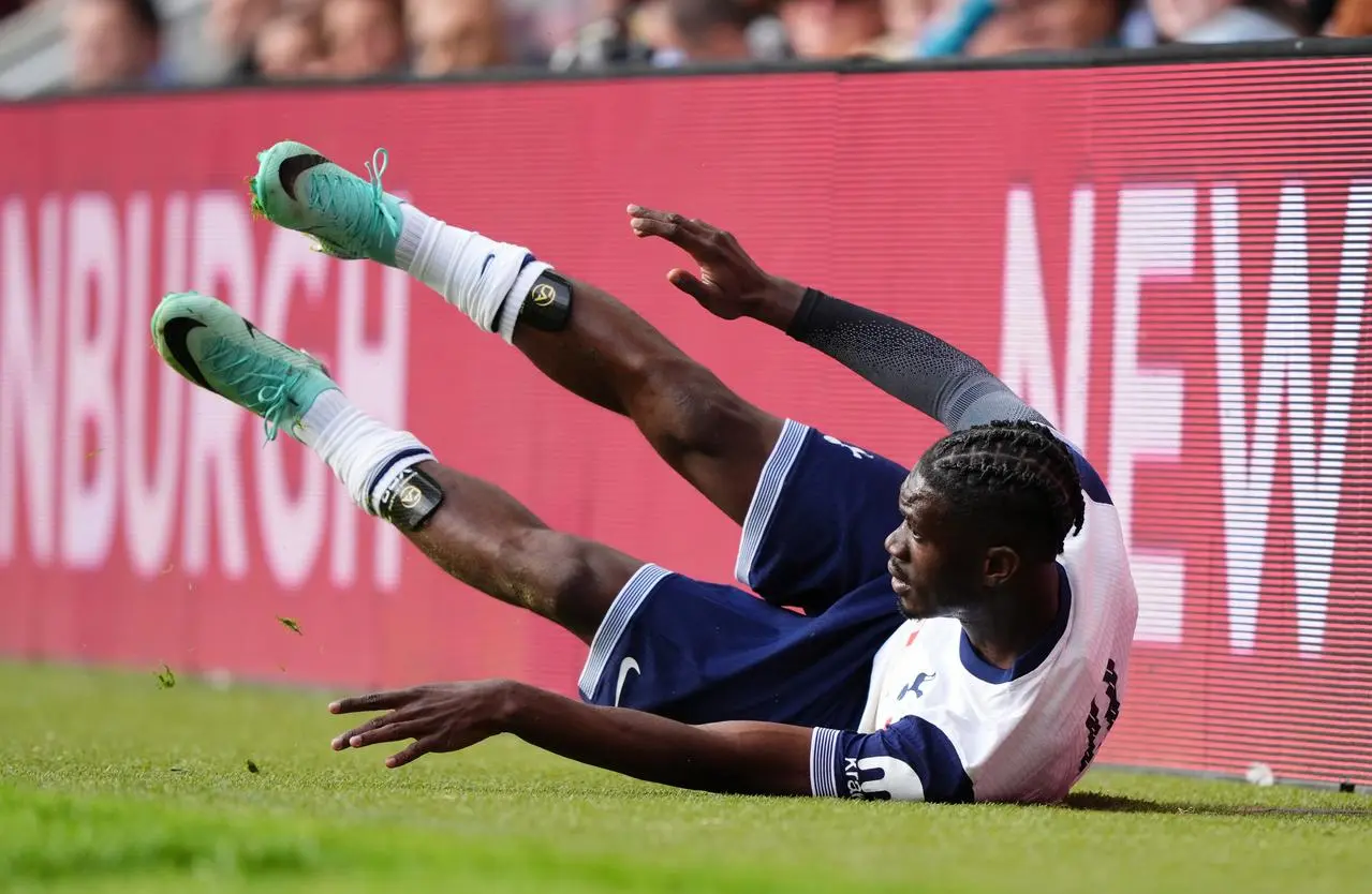 Tottenham's Yves Bissouma takes a tumble in the pre-season friendly against Hearts