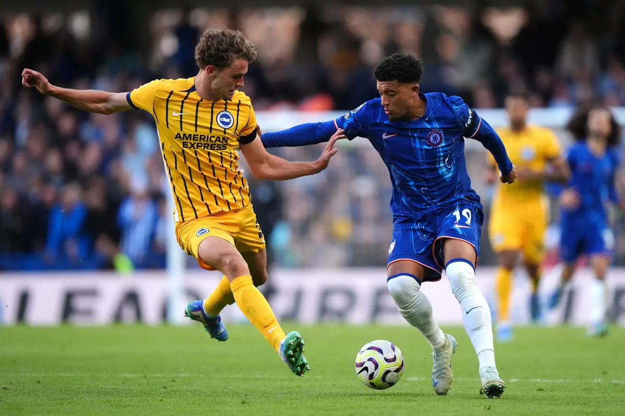 Jadon Sancho on the ball against Brighton