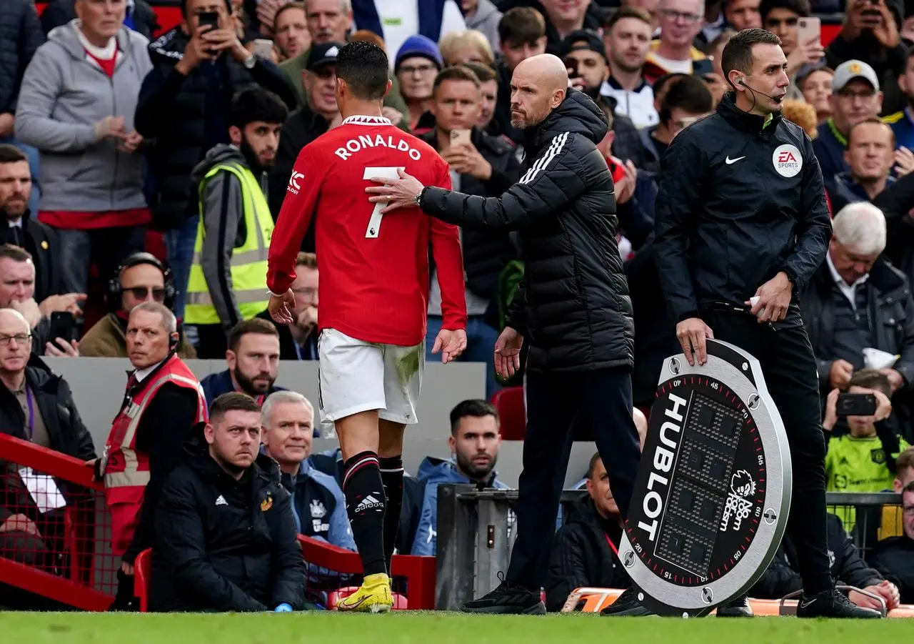 Cristiano Ronaldo after being substituted by Erik ten Hag