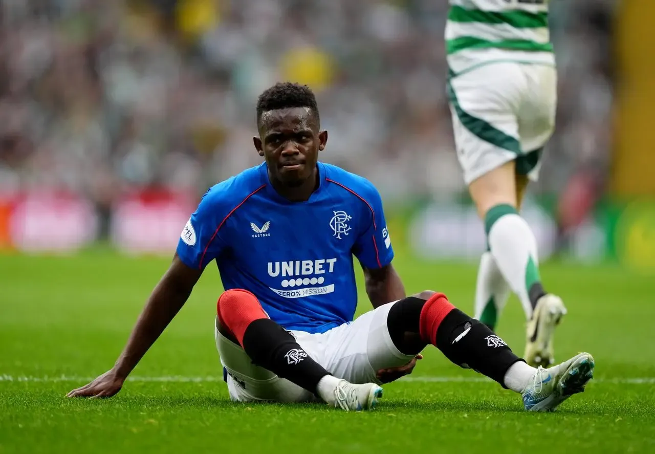 Rabbi Matondo sits on the Celtic Park pitch