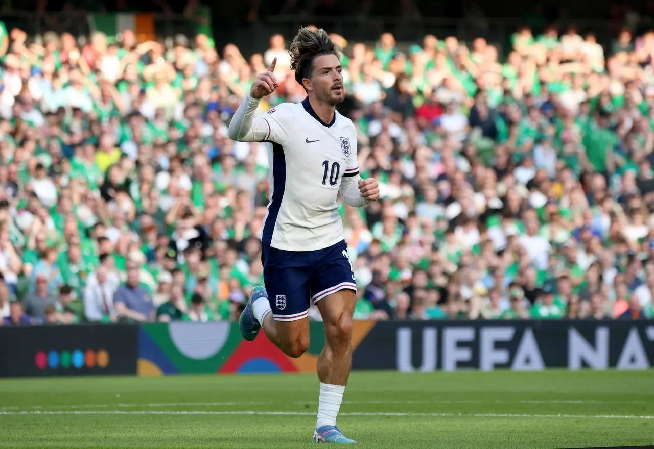 Jack Grealish celebrates scoring against Ireland