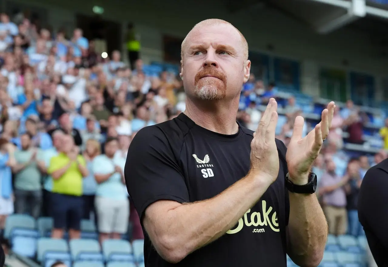 Everton manager Sean Dyche applauds on the touchline