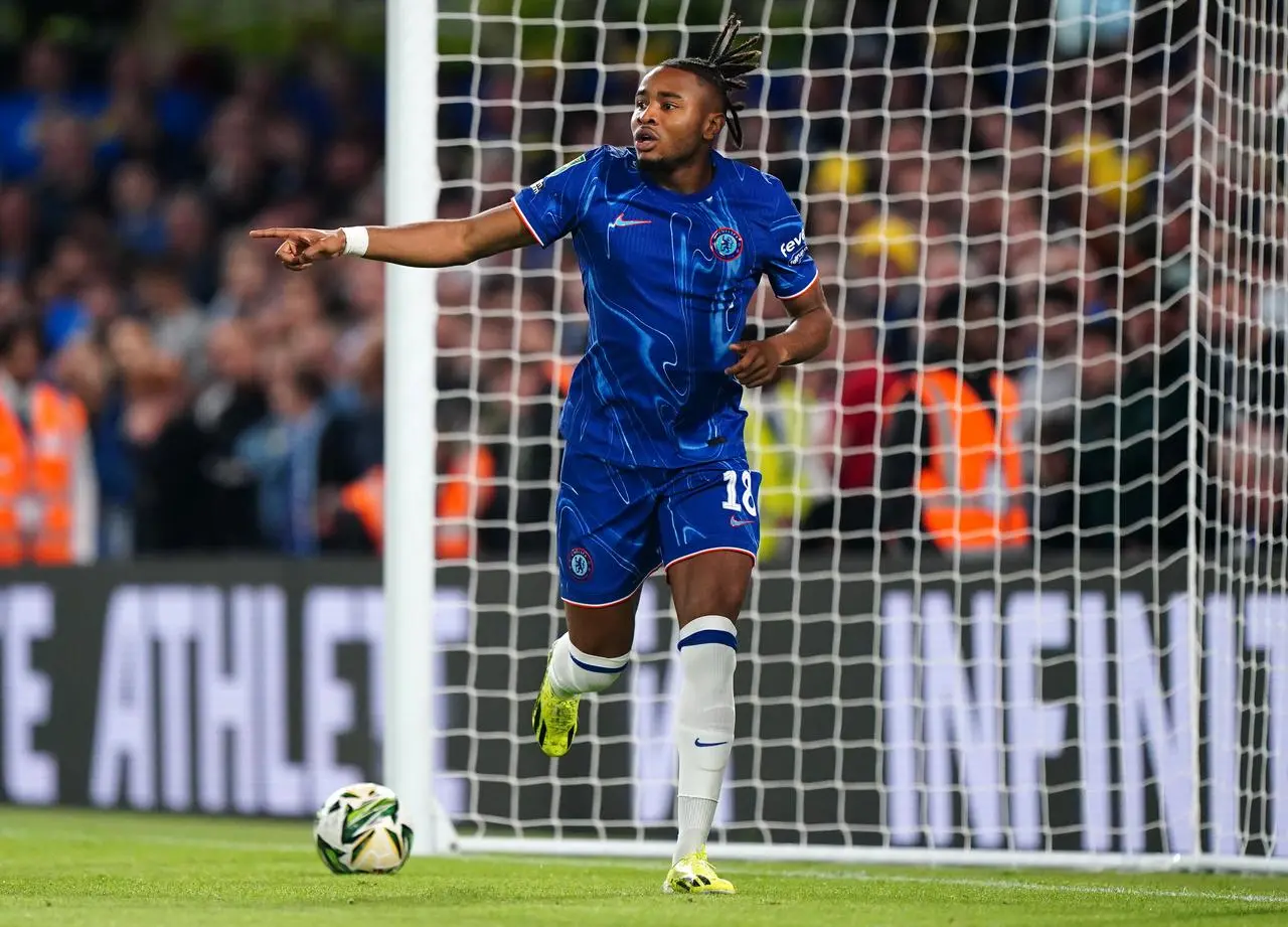 Christopher Nkunku celebrates scoring for Chelsea