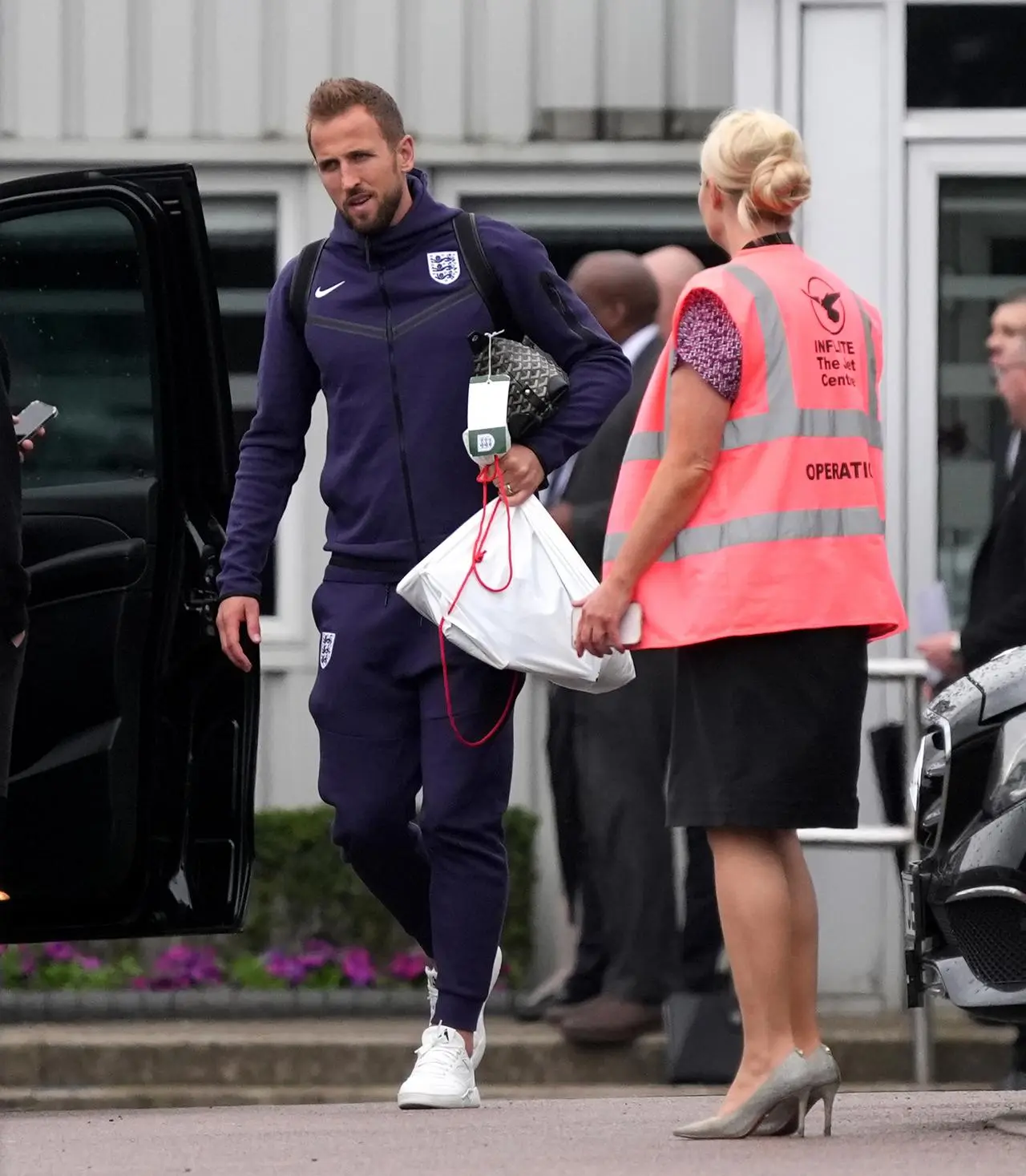 Skipper Harry Kane arrives at London Stansted Airport as the England squad returns from the Euro 2024 finals