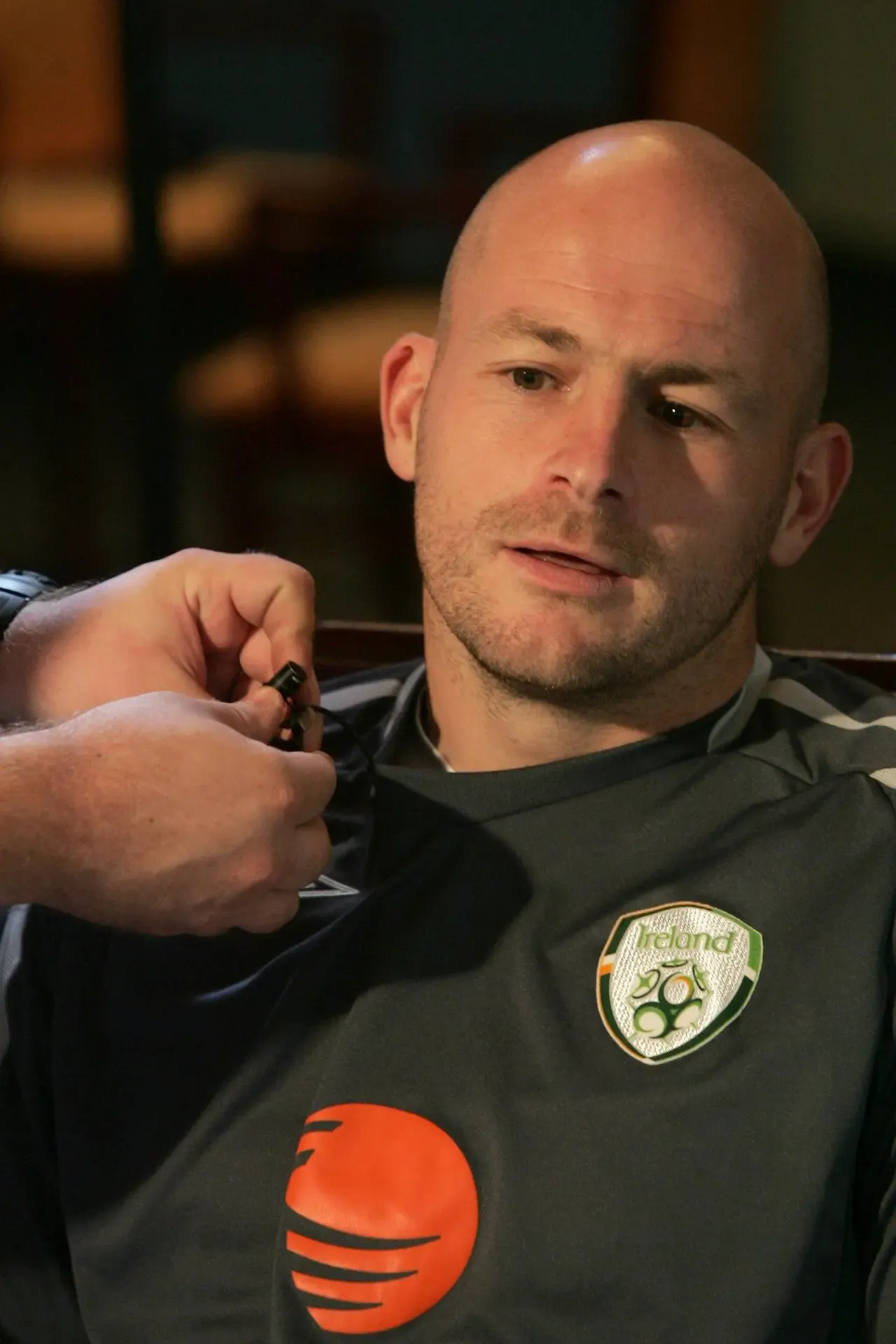 Lee Carsley speaks to media during his time as a Republic of Ireland player