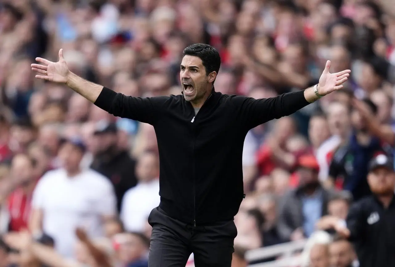 Arsenal manager Mikel Arteta during a Premier League match at the Emirates Stadium