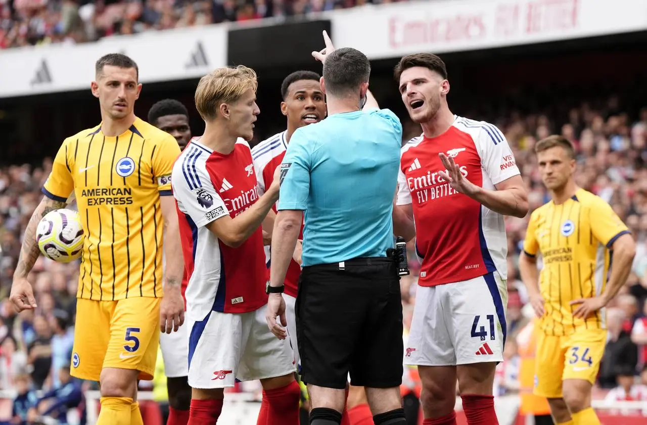 Declan Rice is shown a red card