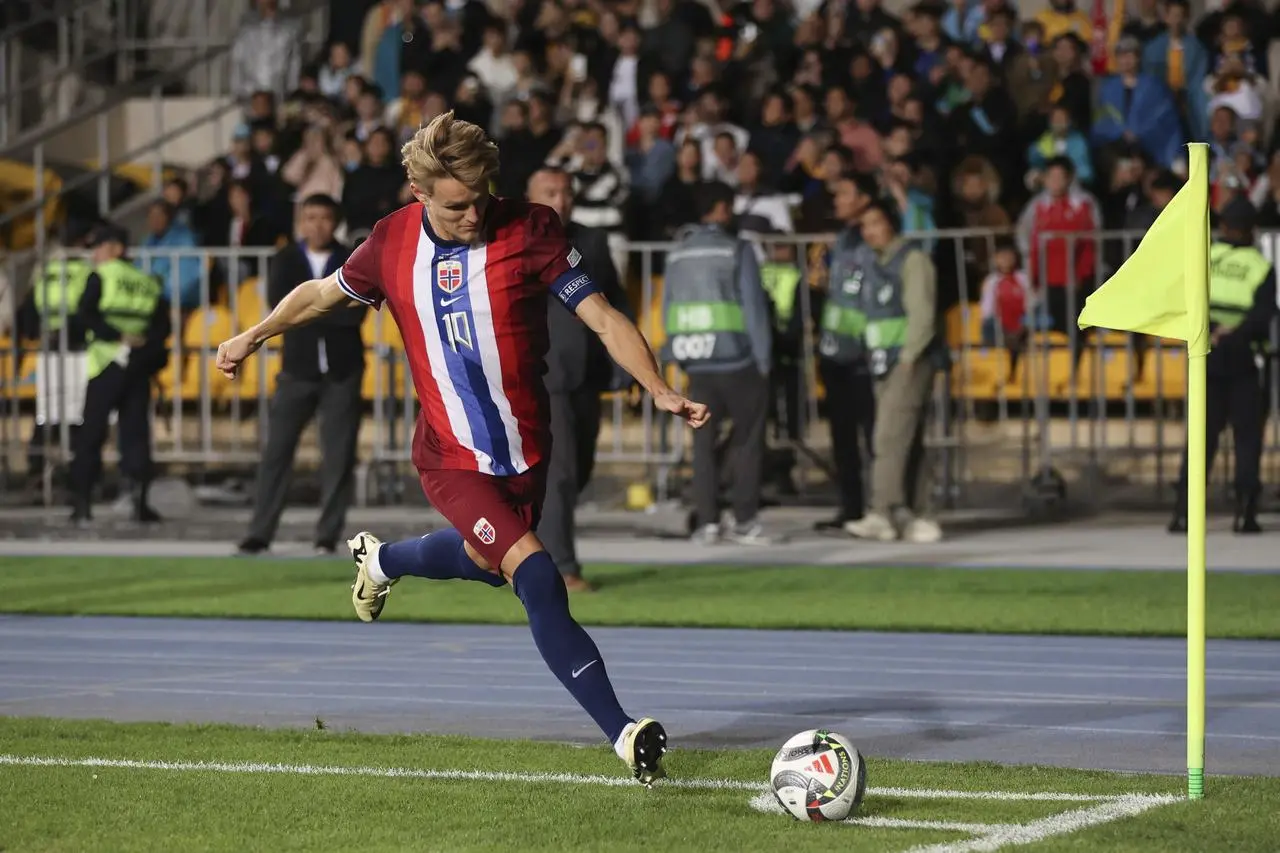 Martin Odegaard playing for Norway