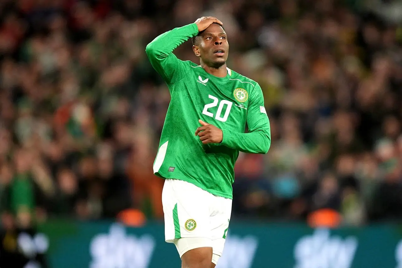 The Republic of Ireland’s Chiedozie Ogbene shows his frustration