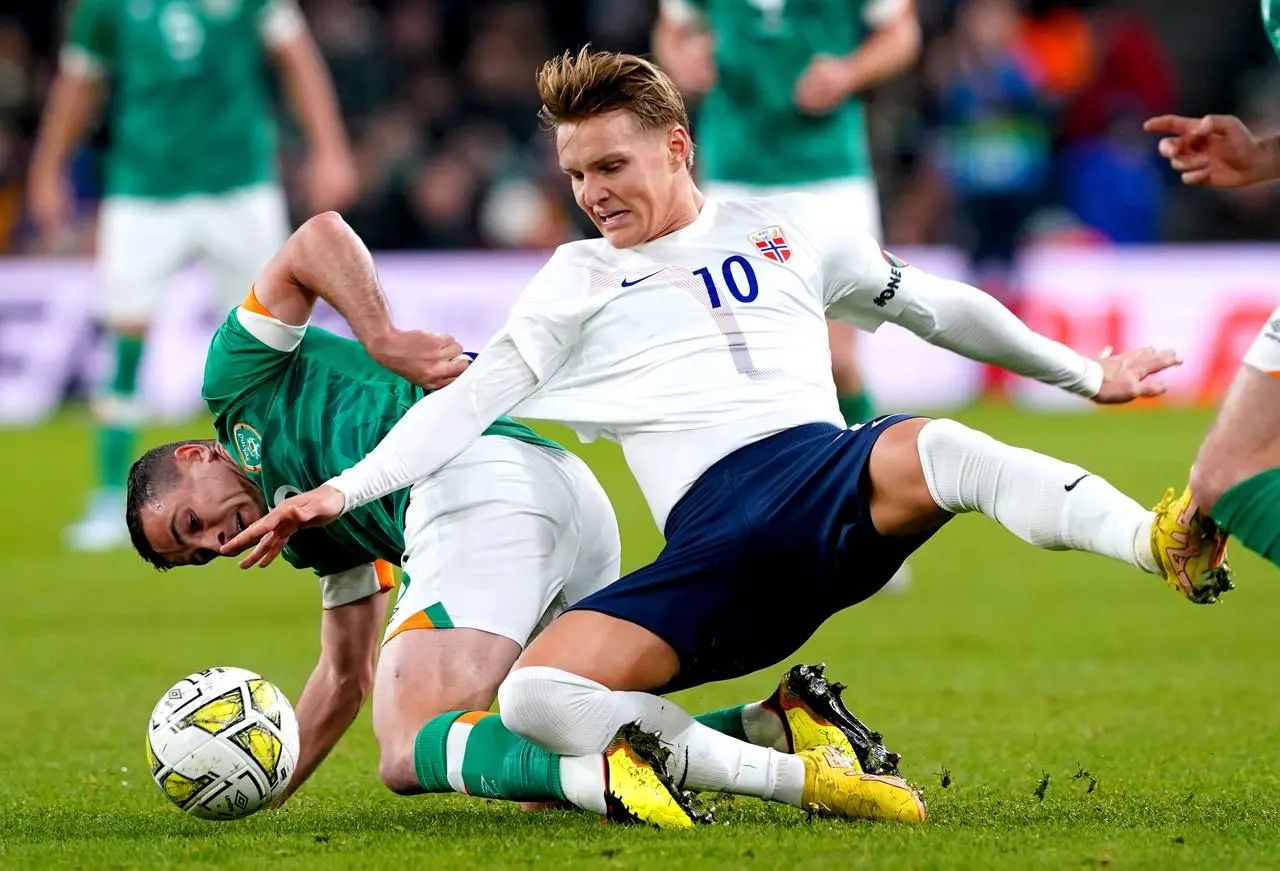 Martin Odegaard in action for Norway against the Republic of Ireland