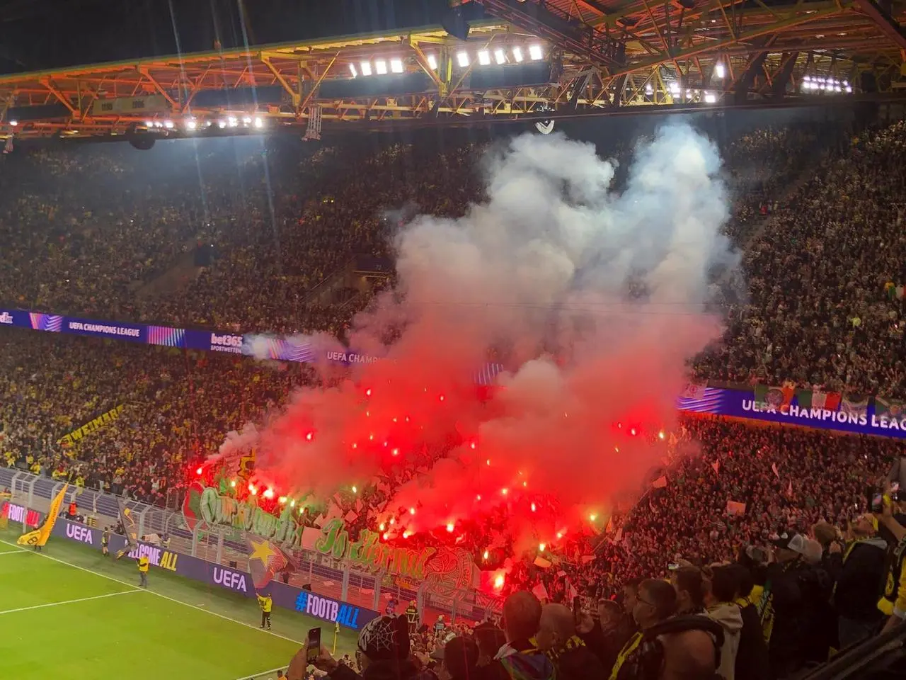 Celtic fans lit flares in Dortmund