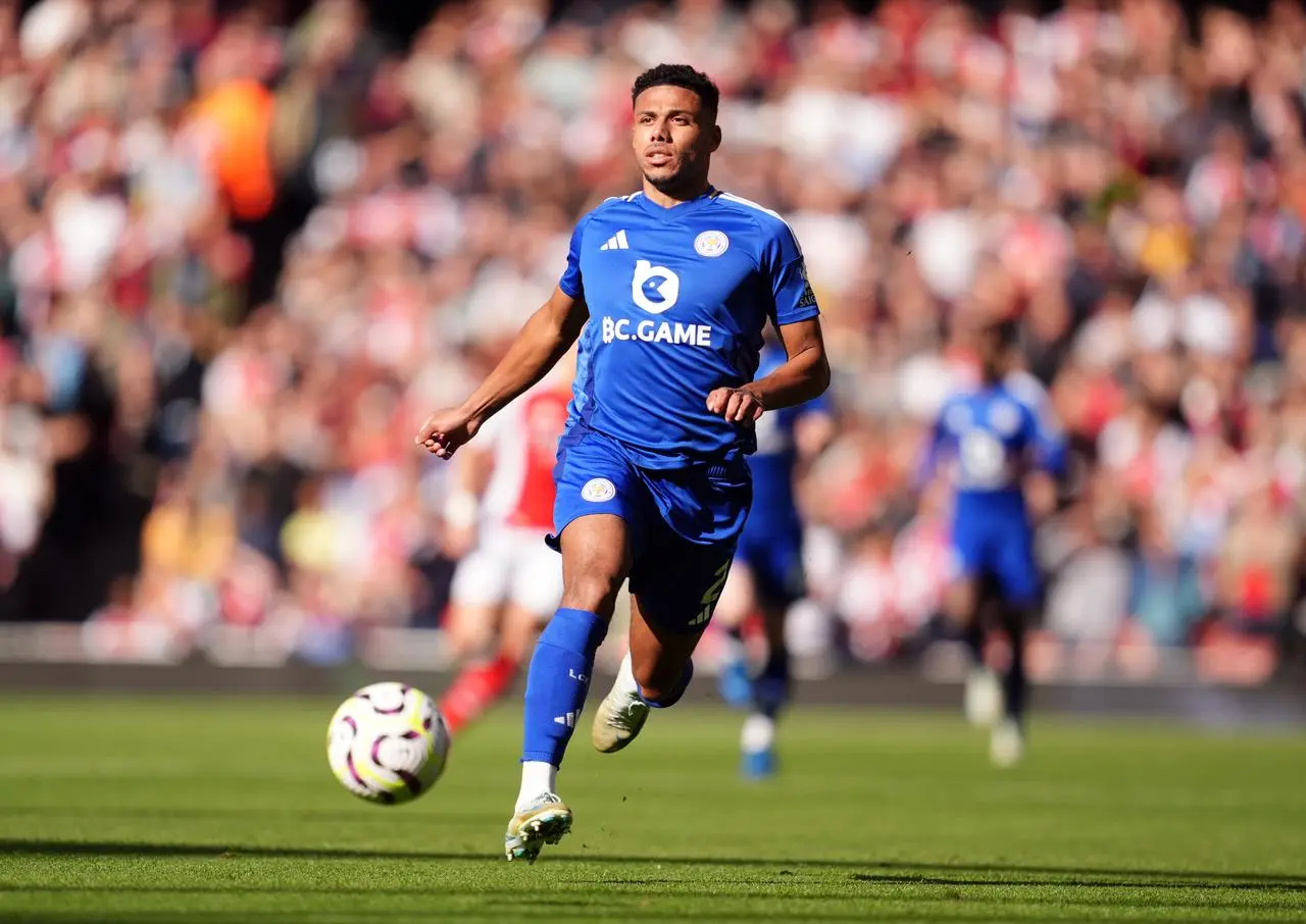 Leicester City’s James Justin during the Premier League match at Arsenal