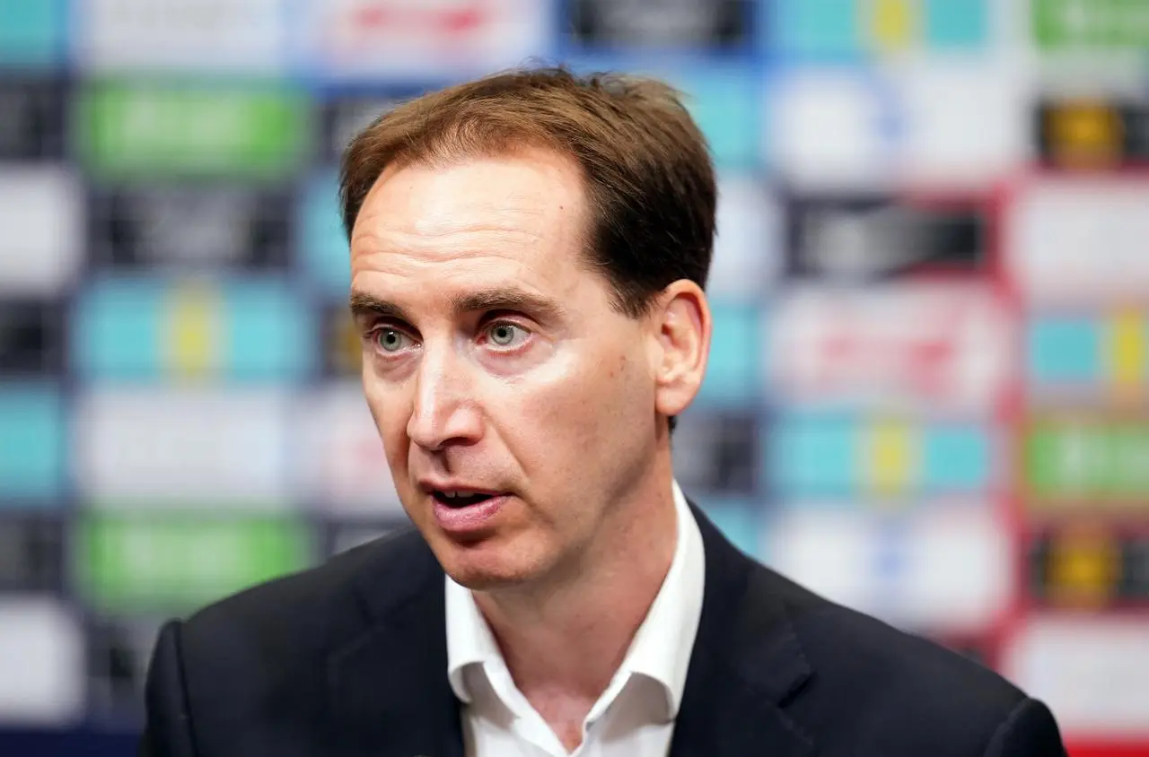 Mark Bullingham pictured at Thomas Tuchel's unveiling press conference at Wembley