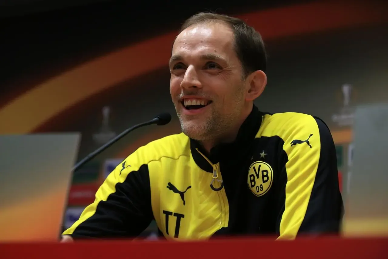 Tuchel in a press conference during his time as Borussia Dortmund boss (Nick Potts/PA)