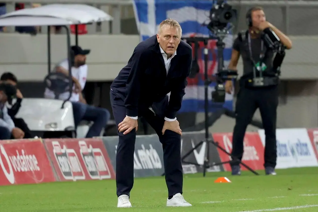 Republic of Ireland boss Heimir Hallgrimsson watches from the touchline during the 2-0 Nations League defeat in Athens