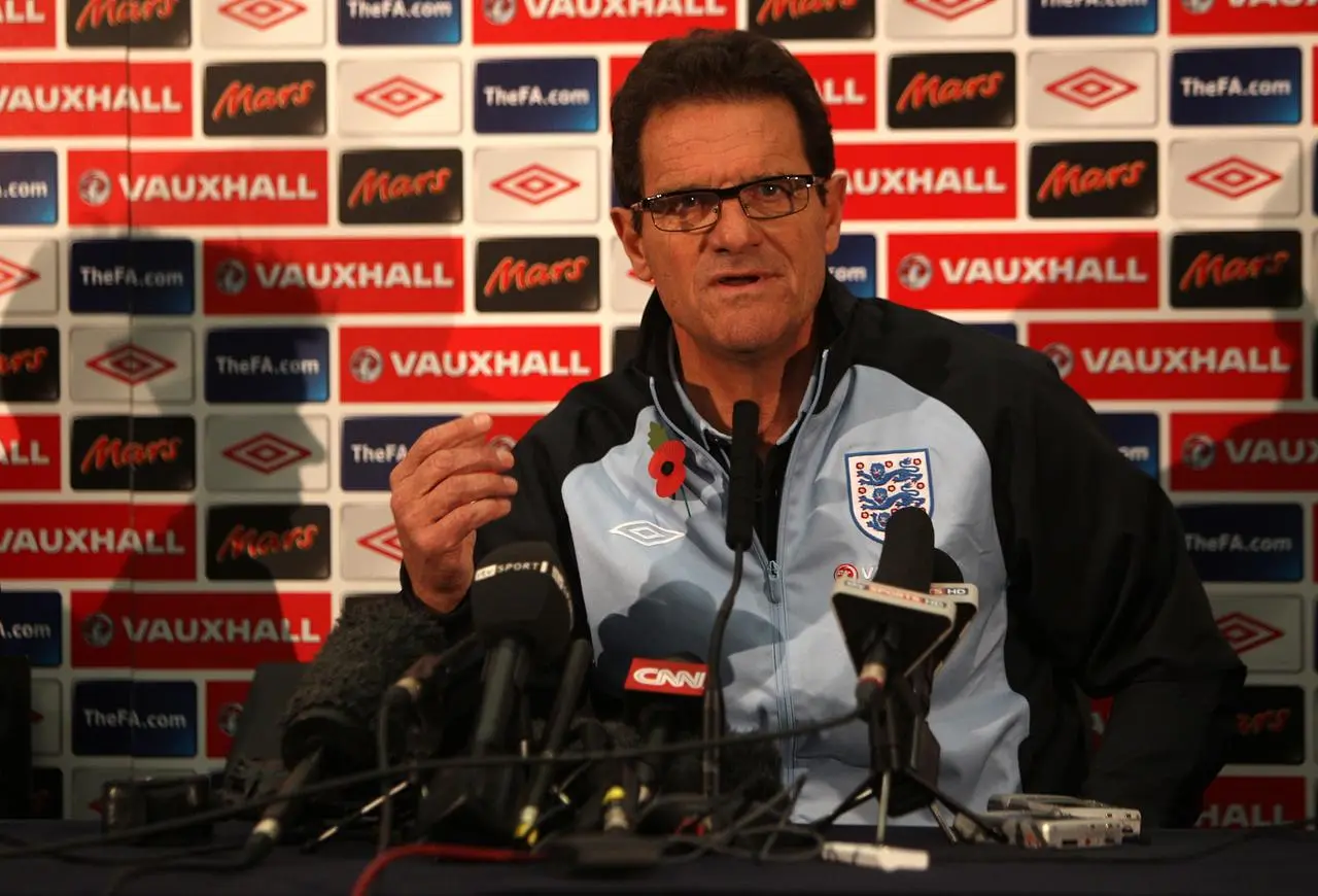 Fabio Capello at an England press conference