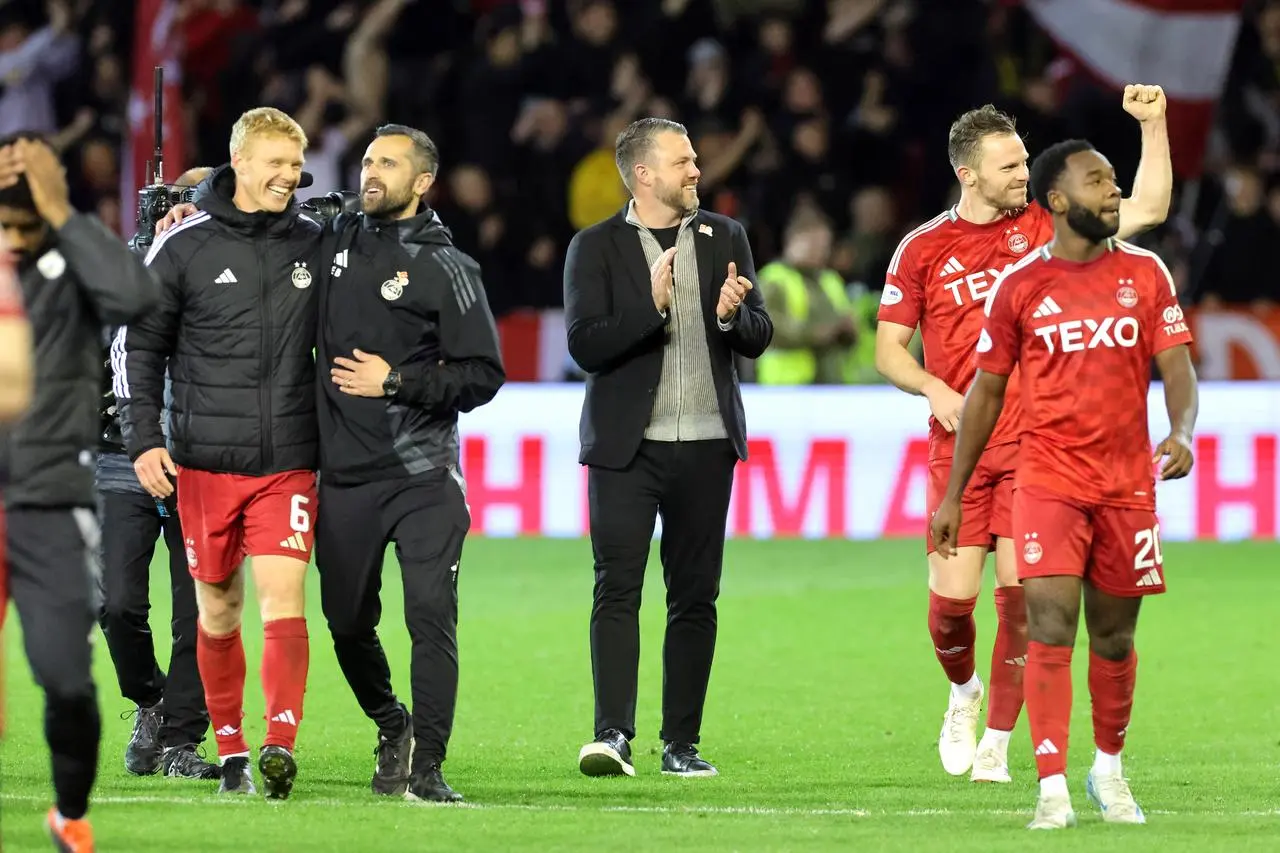 Aberdeen celebrate victory over Rangers