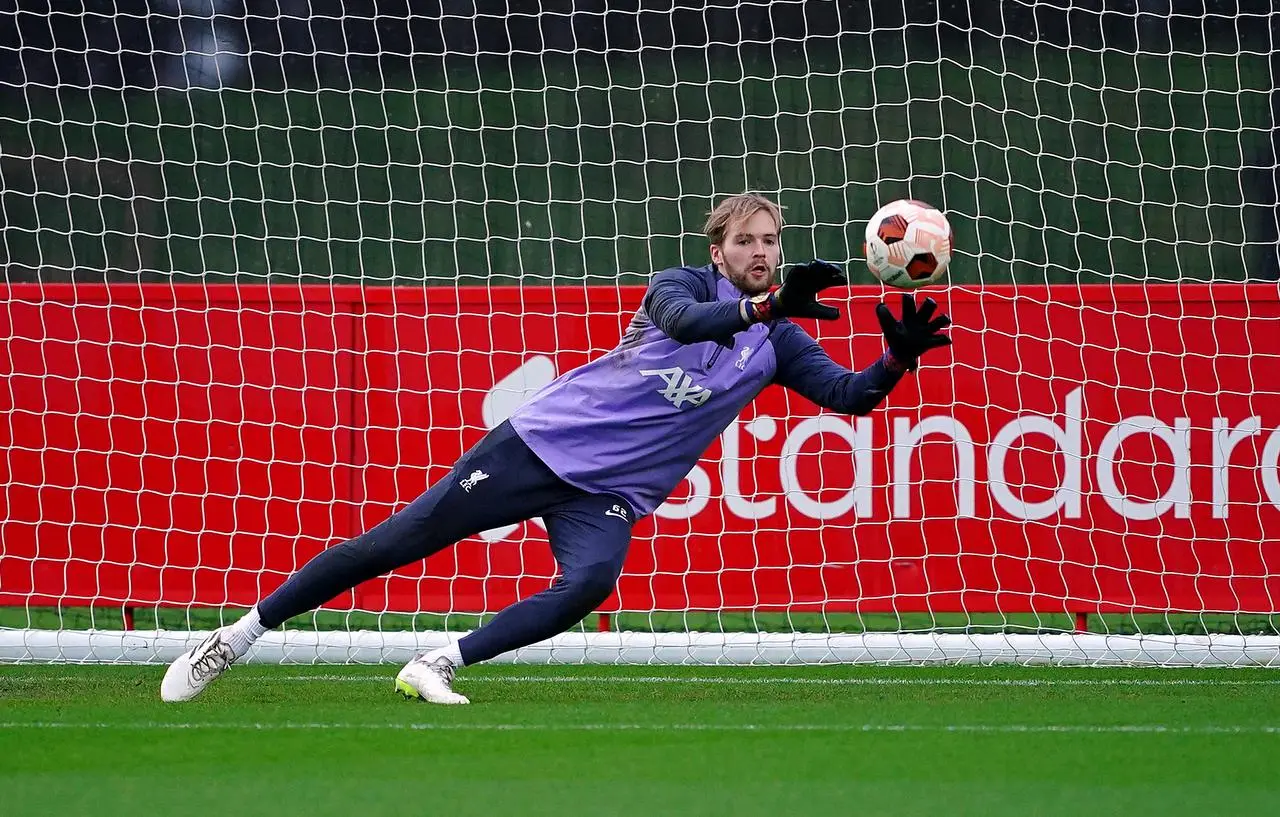 Caoimhin Kelleher makes a save in training