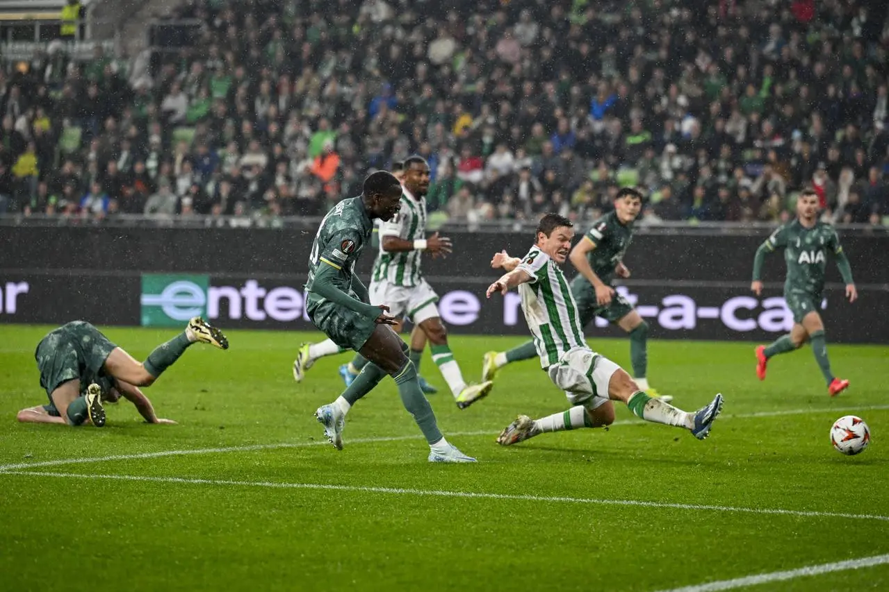 Pape Sarr, centre left, put Tottenham ahead