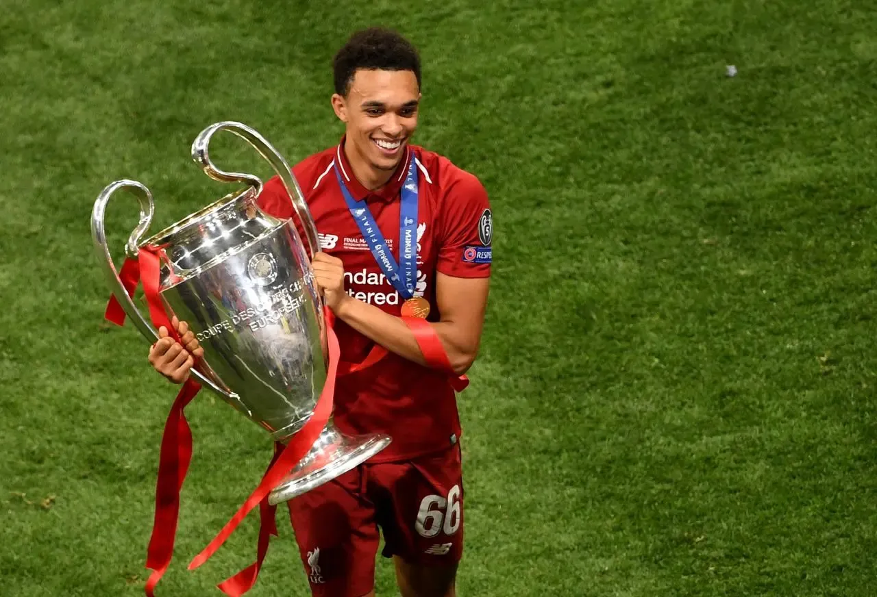 Alexander-Arnold with the Champions League trophy