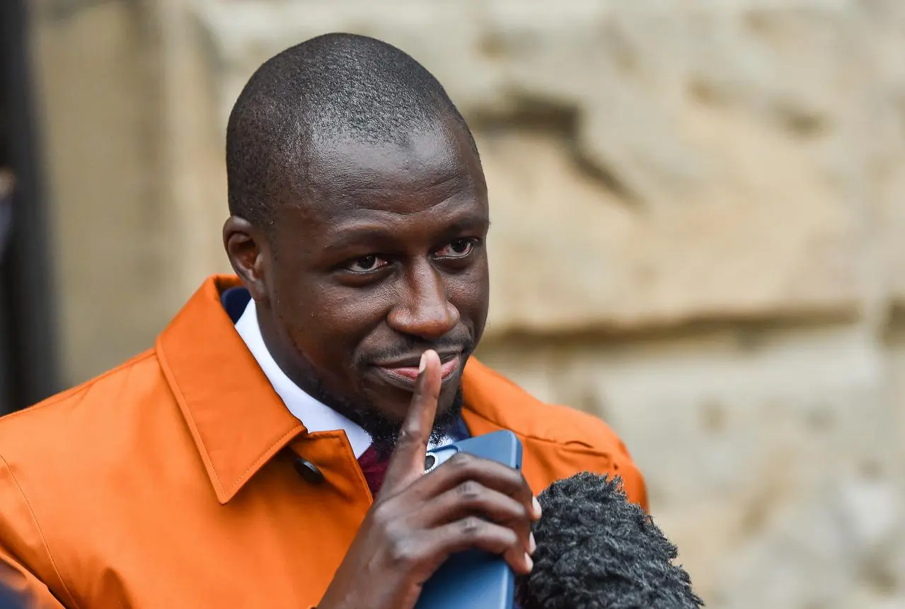 Benjamin Mendy speaking to the media as he leaves Chester Crown Court