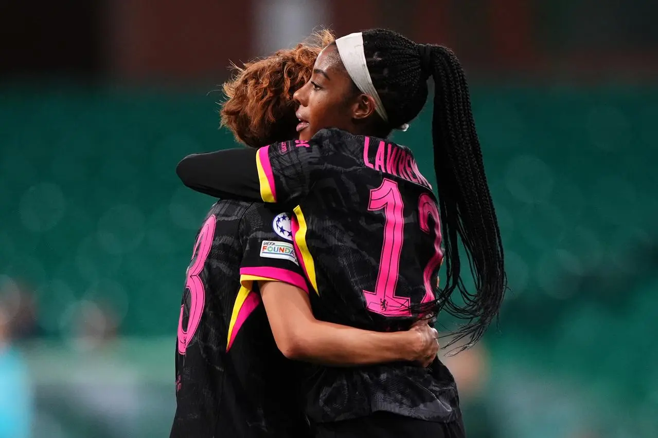 Ashley Lawrence celebrates after scoring against Celtic (Andrew Milligan/PA)