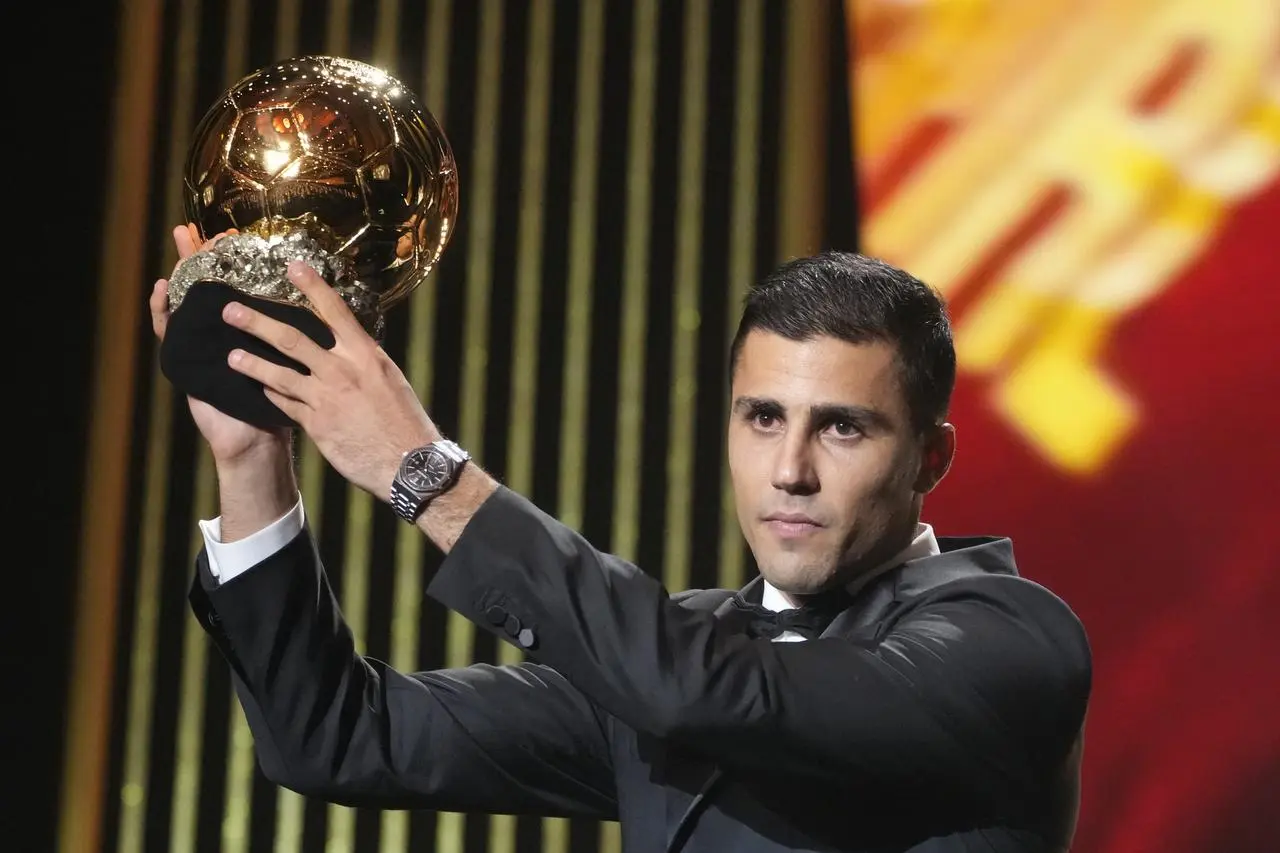 Manchester City and Spain midfielder Rodri receives the 2024 men’s Ballon d’Or award