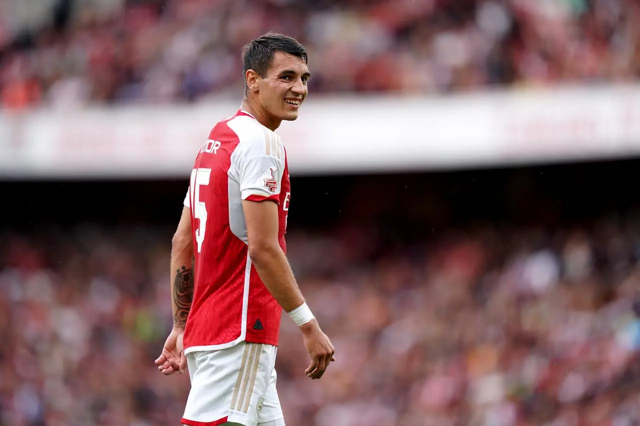 Arsenal's Jakub Kiwior during the pre-season friendly match at Emirates Stadium