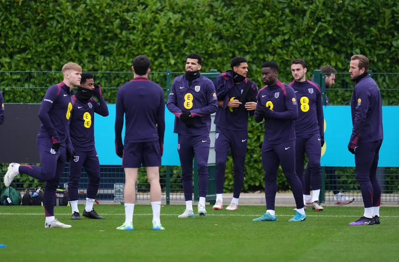 England players in training