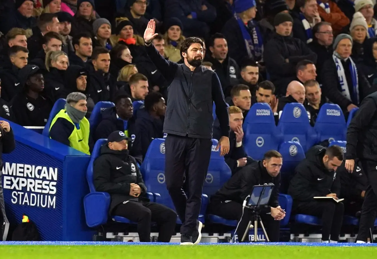 Southampton manager Russell Martin gestures on the touchline during the draw with Brighton