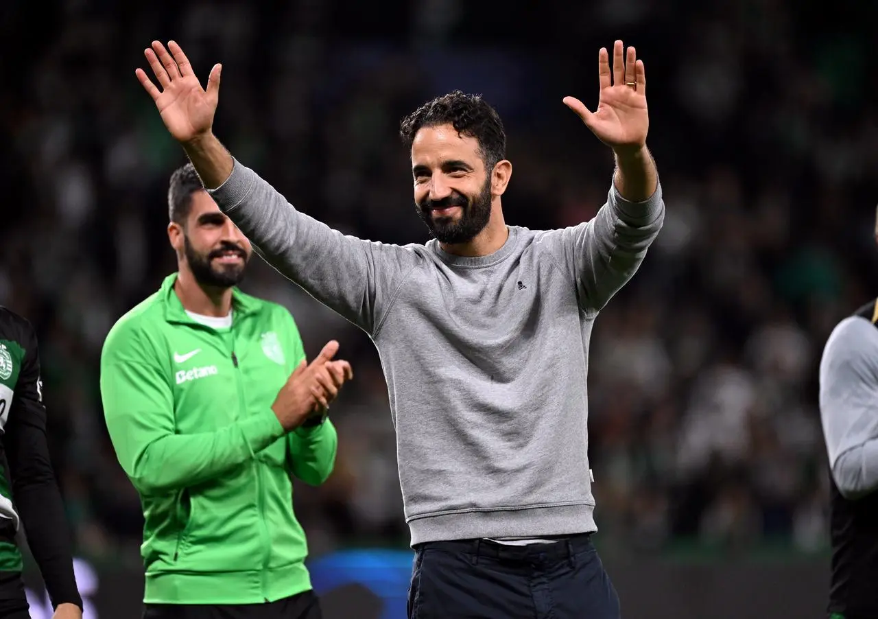 Sporting Lisbon manager Ruben Amorim waves farewell to fans