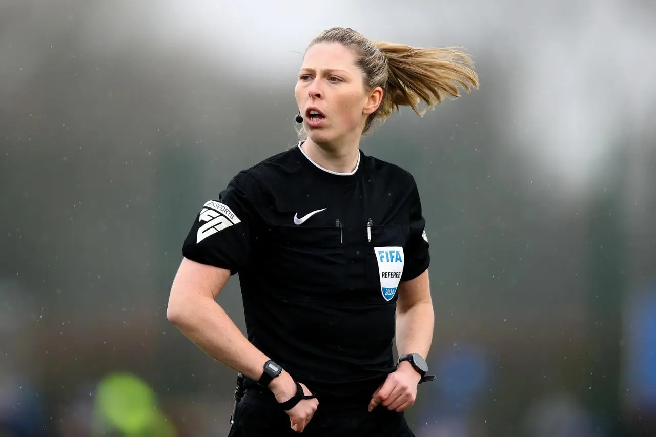 Abigail Byrne refereeing the Everton v Chelsea Women's FA Cup tie